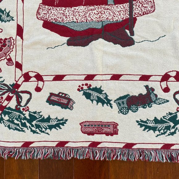 Vintage NWT Manual Woodworkers & Weavers Christmas Throw Blanket Tapestry Santa - Picture 6 of 10